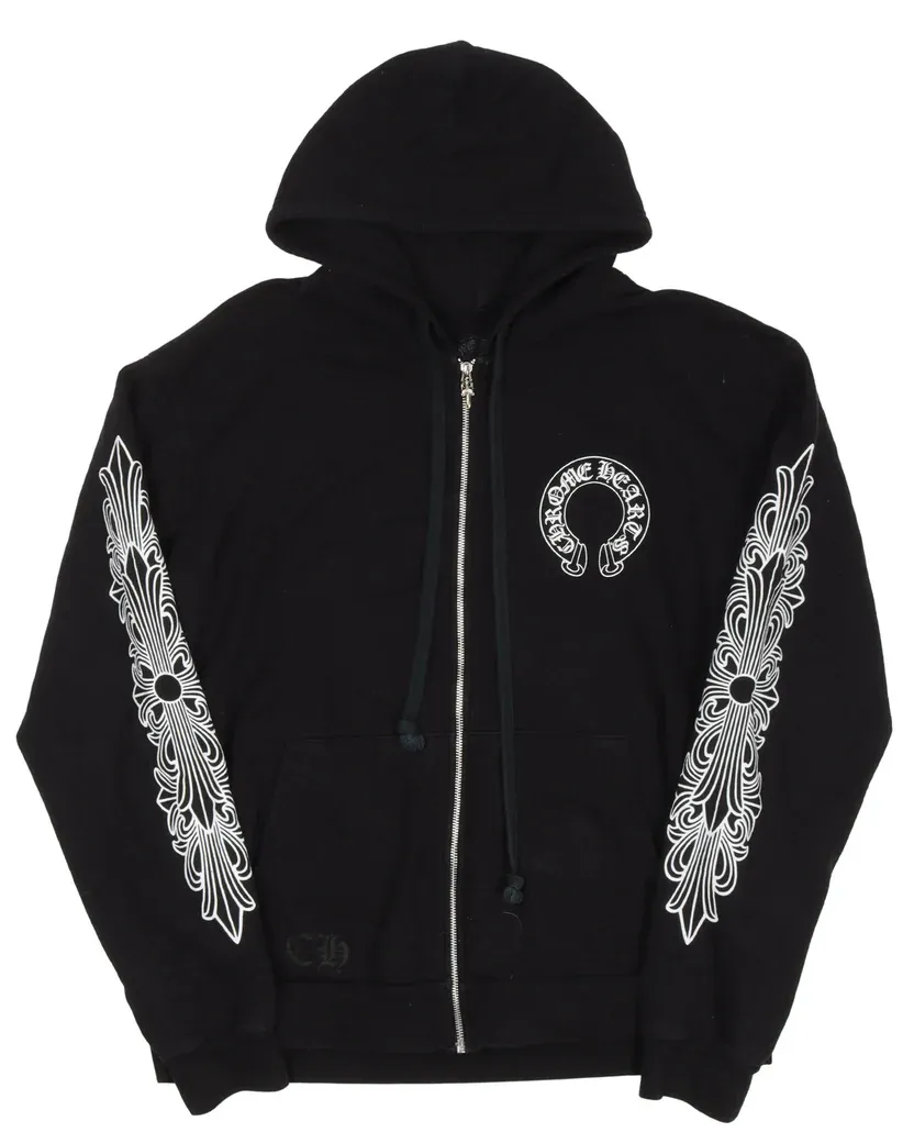 Chrome Hearts Horseshoe Logo Zip Up Hoodie Chrome Hearts Horseshoe Logo Zip Up Hoodie