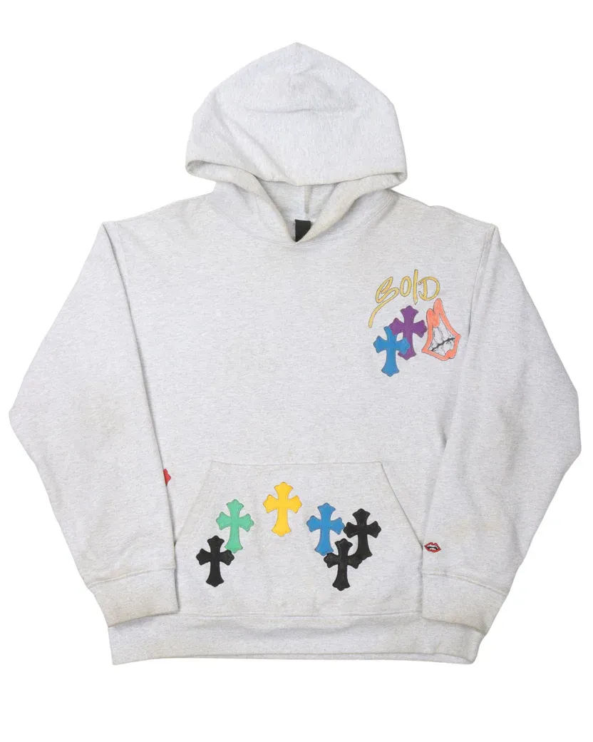 Chrome Hearts Multicolor Leather Cross Patch Hoodie Chrome Hearts Multicolor Leather Cross Patch Hoodie