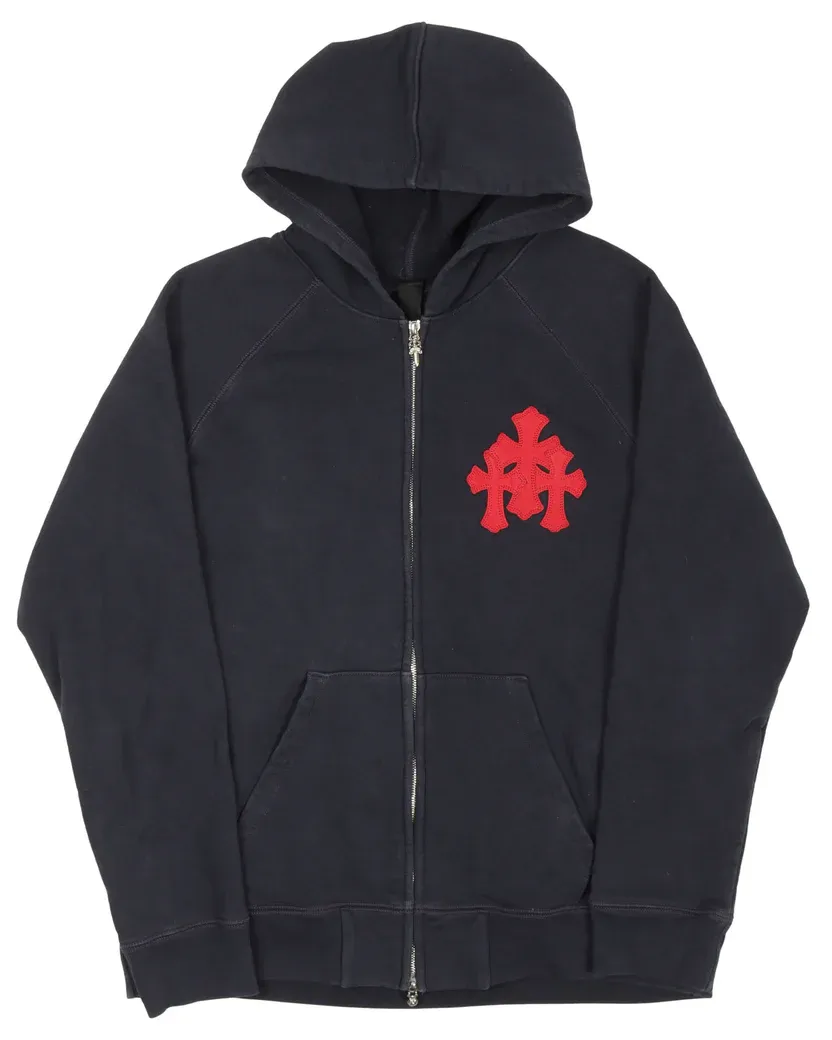 Chrome Hearts Cemetery Cross Patch Paper Jam Zip Up Hoodie Chrome Hearts Cemetery Cross Patch Paper Jam Zip Up Hoodie