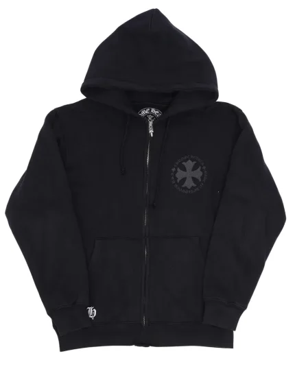 Chrome Hearts Vintage Embroidered Plus Cross Zip Up Hoodie