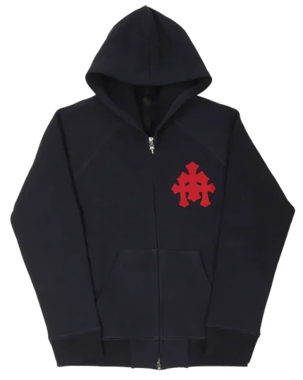 Chrome Hearts Cross Patch Zip-Up Hoodie