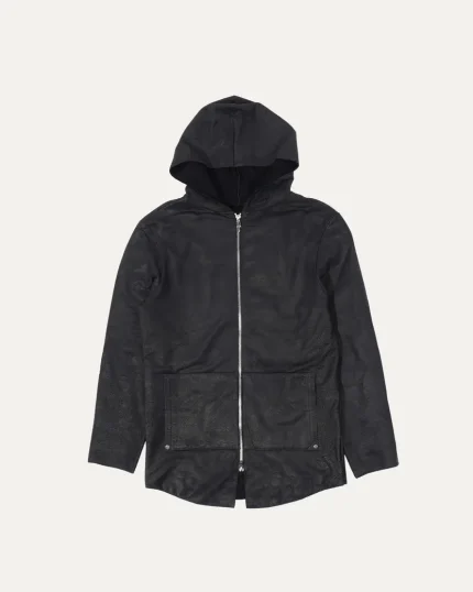 Chrome Hearts Leather and Cashmere Zip Up Hoodie