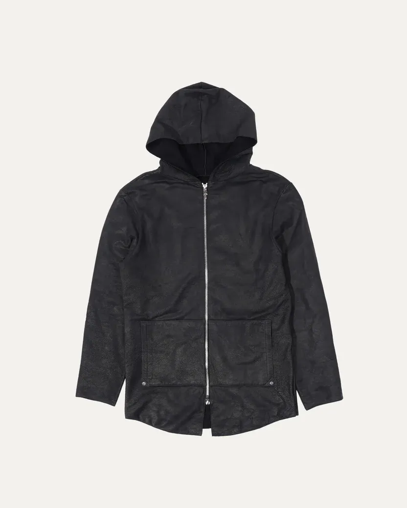 Chrome Hearts Leather and Cashmere Zip Up Hoodie Chrome Hearts Leather and Cashmere Zip Up Hoodie