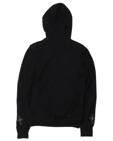 Chrome Hearts Leather Cross Sleeve Zip Up Hoodie