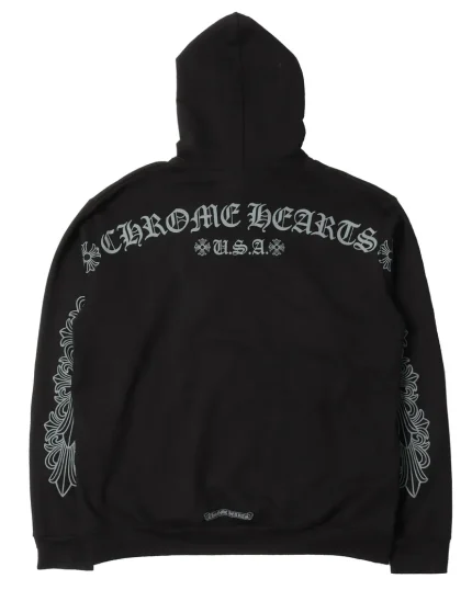Chrome Hearts Friends & Family Grey Banner Logo Hoodie