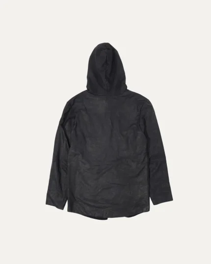 Chrome Hearts Leather and Cashmere Zip Up Hoodie