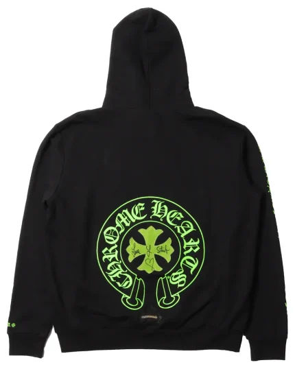 Chrome Hearts Green Leather Cross Hoodies