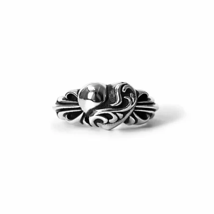CH FLORAL CROSS HEART RING