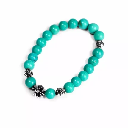 CH TURQUOISE BEAD BRACELET SILVER BEADS