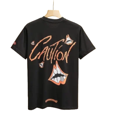 Black Chrome Hearts Caution Tee