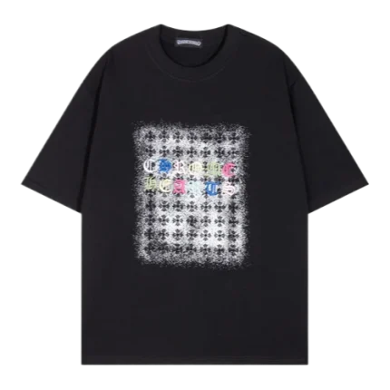 Black Chrome Hearts Embroidery Letter Logo T-Shirt