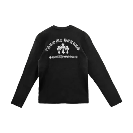Chrome Hearts Black Henley Embroidered Thermal Shirt