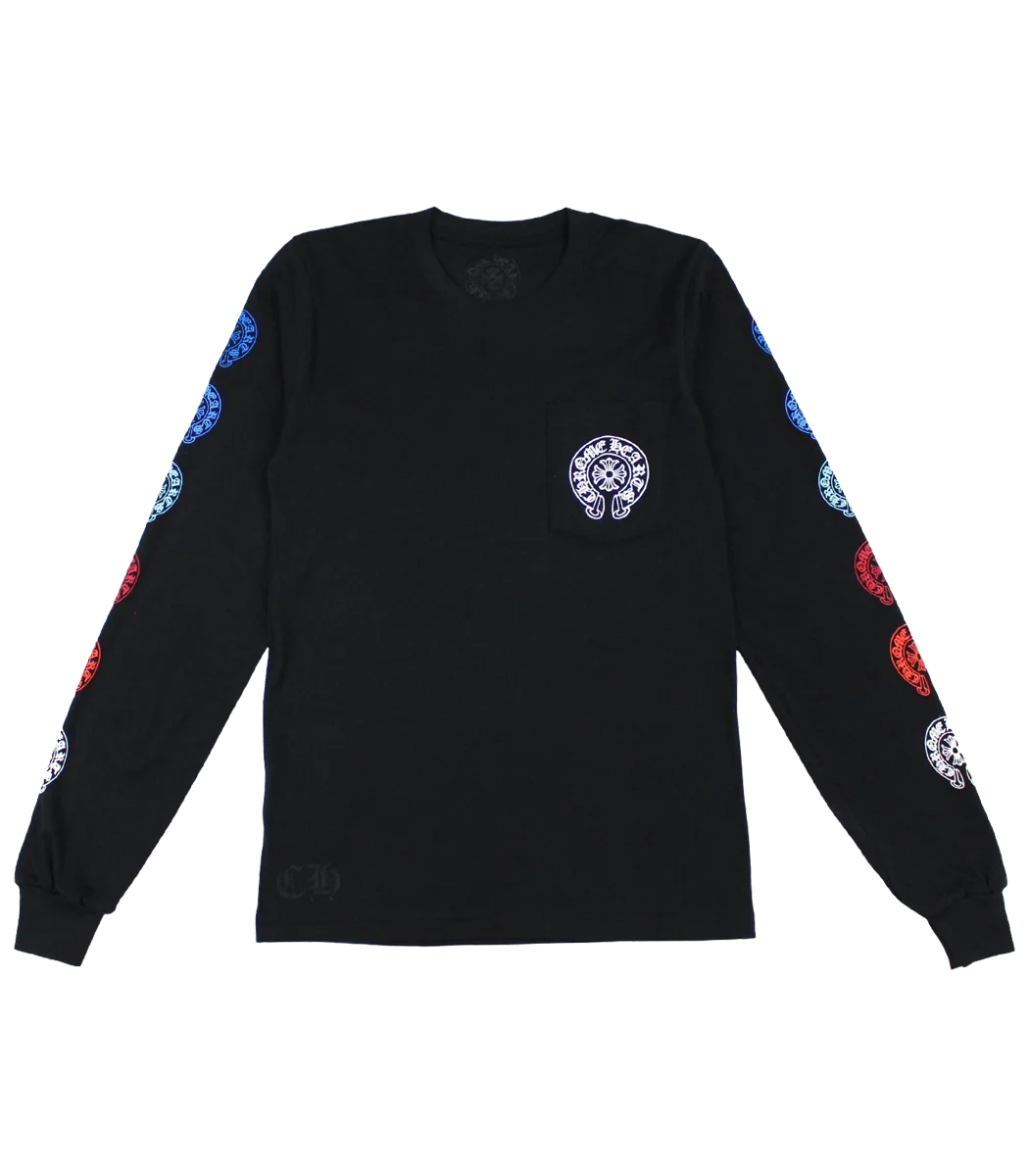 CH-Multi-Color-Horseshoe-Long-Sleeve-T-Shirt Chrome Multi Color Horseshoe Long Sleeve T Shirt