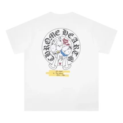 Chrome Hearts White Tee with Bold Stray Paint Artwork
