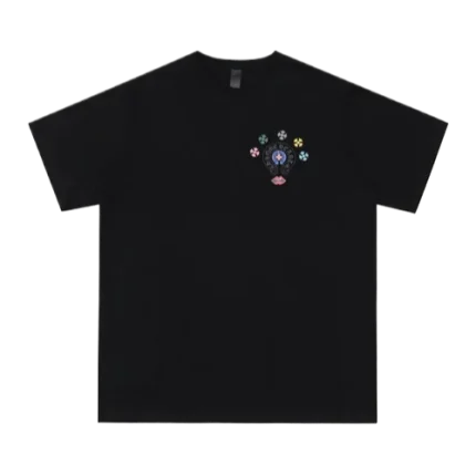 Classic Chrome Hearts Multi Logo and Lips Design Black Tee