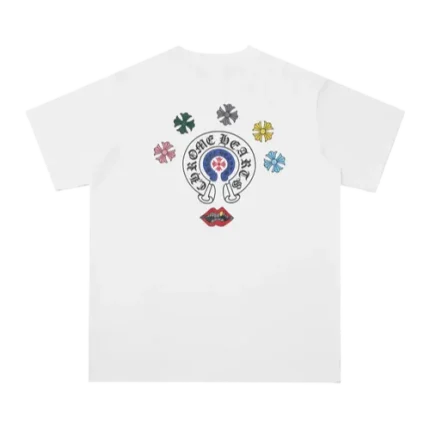 Classic Chrome Hearts Multi Logo and Lips Design White Tee