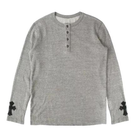 Chrome Hearts Patchwork Thermal Henley Long Sleeve T-Shirt