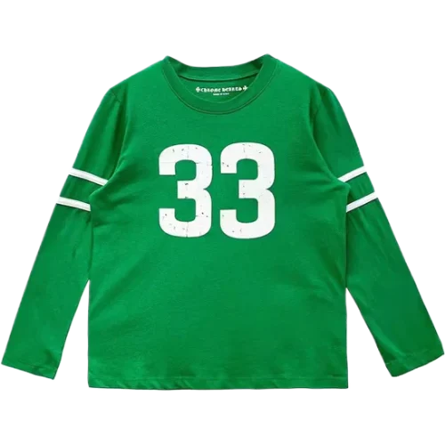 Chrome-Hearts-33-Horseshoe-Logo-Long-Sleeves-Tee Chrome Hearts 33 Horseshoe Logo Green Long Sleeves Tee