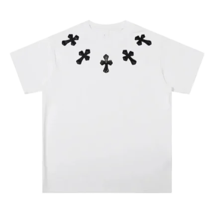 5 Black Leather Patch Chrome Hearts T-Shirt