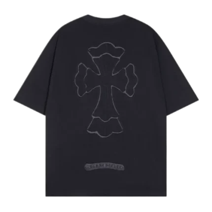 Bold Chrome Hearts Chest Embroidery Logo Black Tee