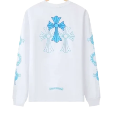 Chrome Hearts Blue Cross Floral Sleeve Long Sleeve T-Shirt