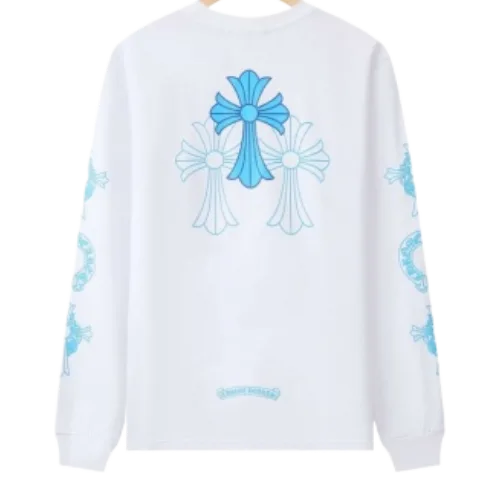 Chrome-Hearts-Blue-Cross-Floral-Sleeve-Long-Sleeve-T-Shirt-1 Chrome Hearts Blue Cross Floral Sleeve Long Sleeve T-Shirt