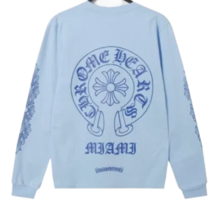 Chrome Hearts Blue Sanskrit Long Sleeve T-Shirt