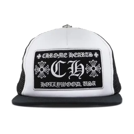 Chrome Hearts CH Hollywood Trucker Hat Black/White