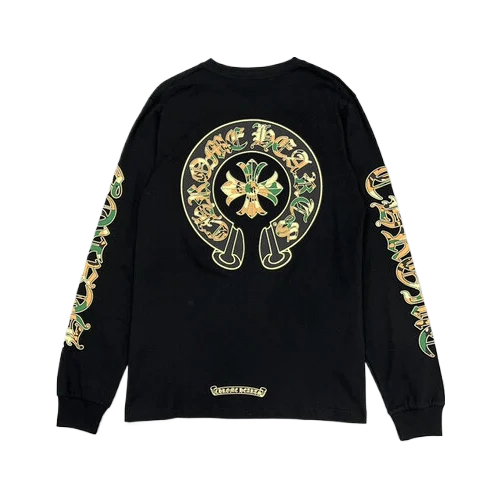 Chrome-Hearts-Camo-Crosses-Longsleeve-Shirt-1 Eye-Catching Chrome Hearts Camo Crosses Black Long Sleeve T-Shirt