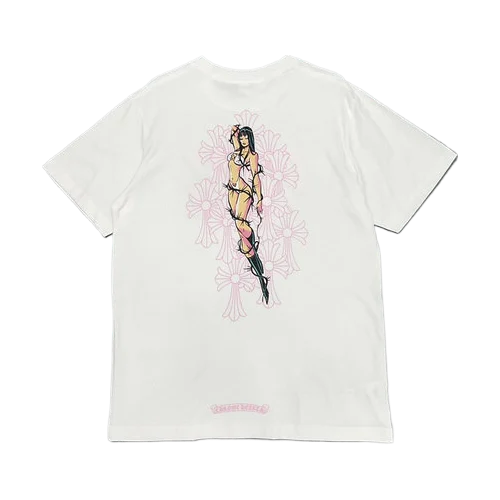 Chrome-Hearts-Deadly-Doll-Cemetery-Crosses-White-Tee-1 Chrome Hearts Deadly Doll Cemetery Cross T-Shirt White