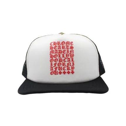 Chrome Hearts Eyechart Trucker Hat Black/White/Red