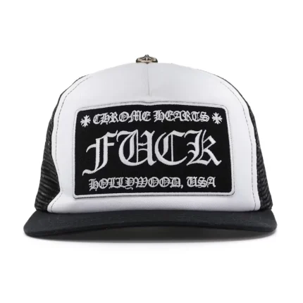 Chrome Hearts FUCK Hollywood Trucker Hat Black/White