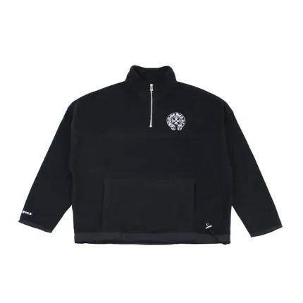 Chrome Hearts Half Zip Horse Shoe Fleece Jacket Black