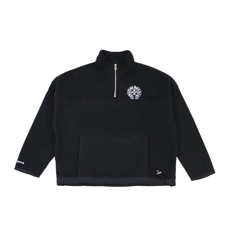 Chrome-Hearts-Half-Zip-Horse-Shoe-Fleece-Jacket-Black Chrome Hearts Half Zip Horse Shoe Fleece Jacket Black