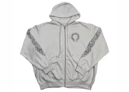 Chrome Hearts Horseshoe Floral Zip Up Hoodie White
