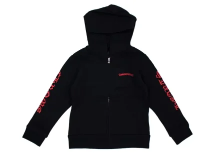 Chrome Hearts Kids Scroll Logo Hoodie Black/Red