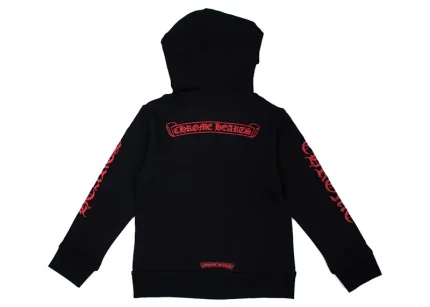 Chrome Hearts Kids Scroll Logo Hoodie Black/Red