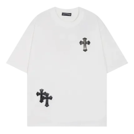 Chrome Hearts Leather Cross Short Sleeved T-Shirt