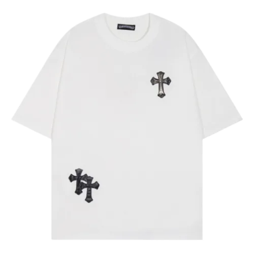 Chrome-Hearts-Leather-Cross-T-Shirts-Short-Sleeved-For-Unisex Chrome Hearts Leather Cross Short Sleeved T-Shirt