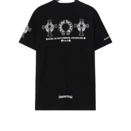 Chrome Hearts Black Cross Horseshoe Logo T Shirt