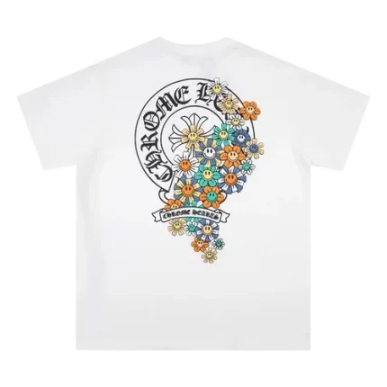 Chrome Hearts Logo and Flower Themed T-Shirt White