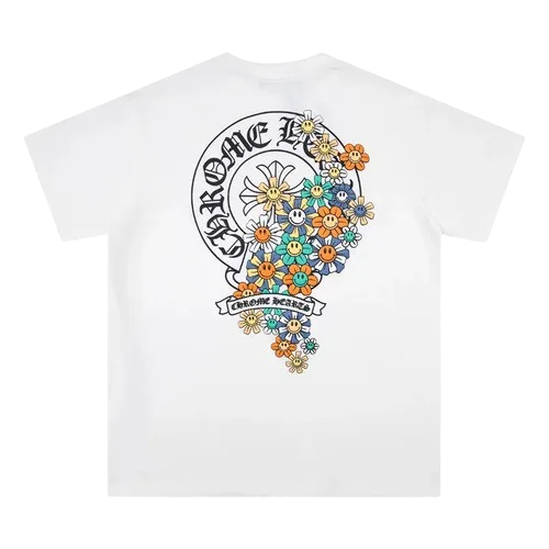 Chrome-Hearts-Logo-and-Multypal-Floweres-T-Shirt-1 Chrome Hearts Logo and Flower Themed T-Shirt White
