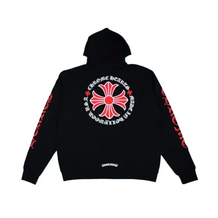 Chrome Hearts Made In Hollywood Plus Cross Zip Up Hoodie Black/Red
