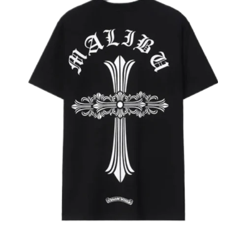Chrome-Hearts-Maliba-With-Cross-Black-T-Shirt-1 Malibu Chrome Hearts T-Shirt with Cross Logo