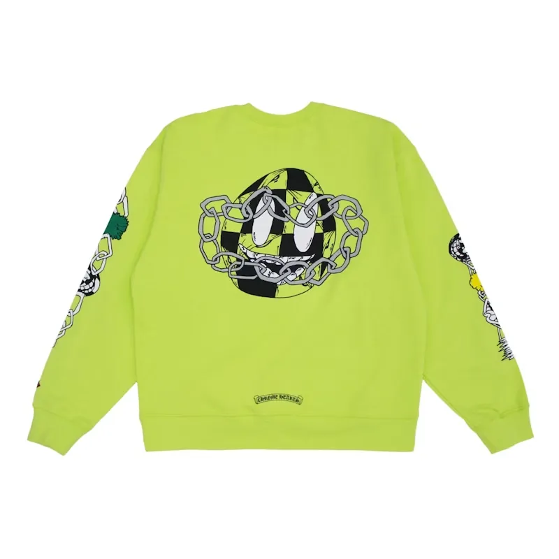 Chrome-Hearts-Matty-Boy-Link-Crewneck-Sweatshirt-Lime-Green Chrome Hearts Matty Boy Link Crewneck Sweatshirt Lime Green