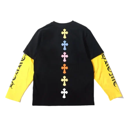 Vibrant Leather Cross Chrome Hearts Long-Sleeve T-Shirt