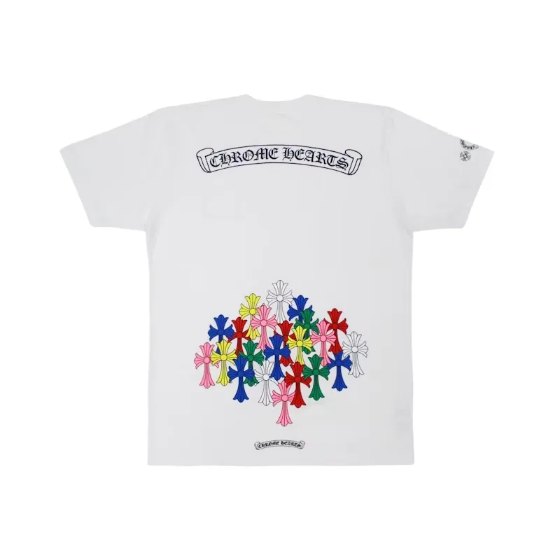Chrome-Hearts-Multi-Color-Cross-T-shirt-White Chrome Hearts Multi Color Cross T-shirt White