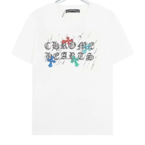Chrome-Hearts-Multycolor-T-Shirts-Short-Sleeved-For-Unisex Chrome Hearts Multicolor Logo Short Sleeved T-Shirt