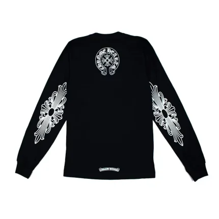 Chrome Hearts Neck Logo Floral Cross L/S T-shirt Black