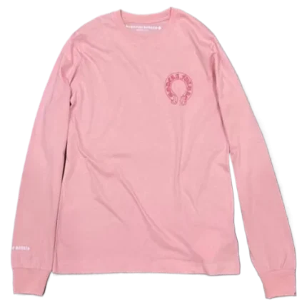 Casual Cool Chrome Hearts Pink Cemetery Cross Long Sleeve T-Shirt